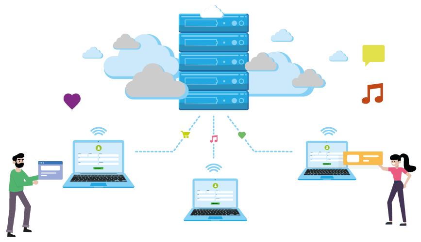 Illustration du téléchargement de données dans le nuage